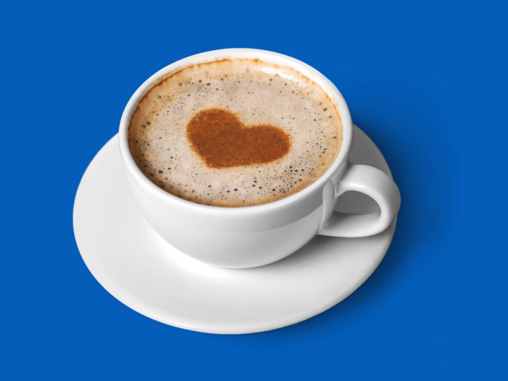 Coffee cup on a blue background